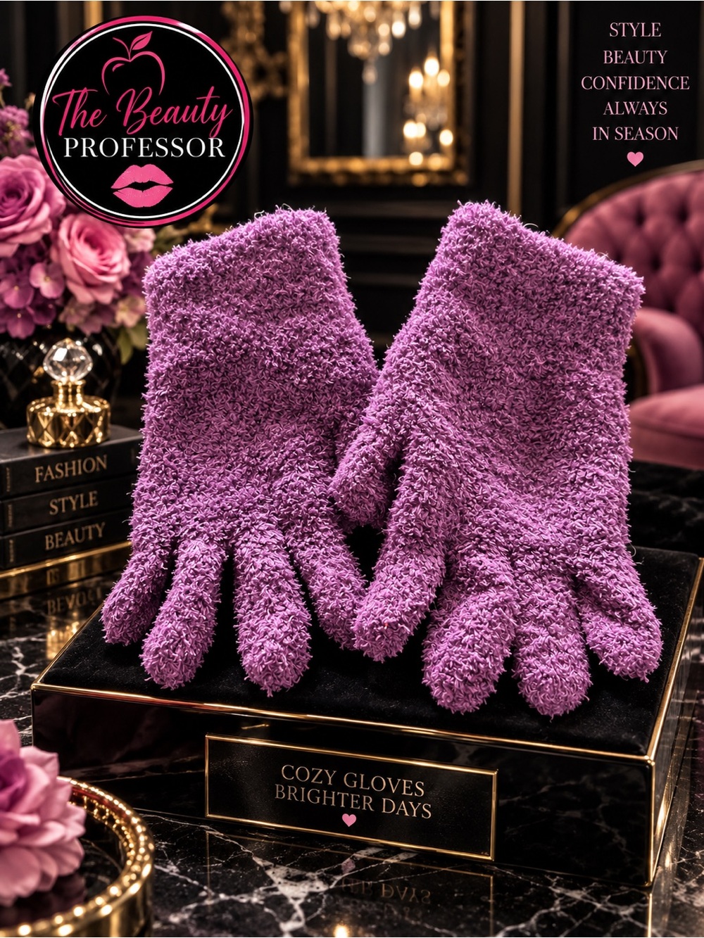 💕Purple Plush Fuzzy Cozy Winter Gloves Excellent Condition